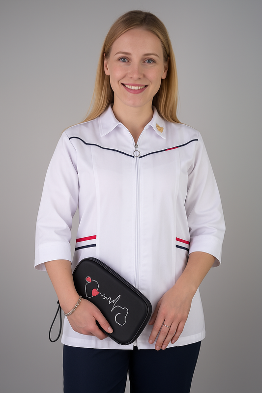 El uniforme médico que combina elegancia, comodidad y calidad superior.